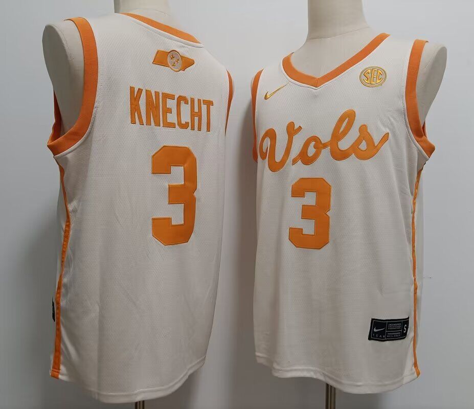 NCAA Men Tennessee Volunteers #3 Dalton Knecht White Nike jersey->ncaa teams->NCAA Jersey